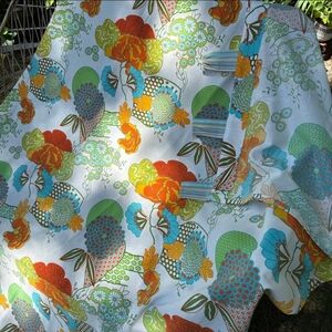 Pier 1 Vibrant Floral Orange and Green Accents 2 Curtain Panels - 48" X 84"